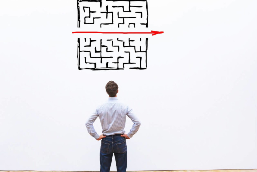 A Manager watching a shortcut through a labyrinth