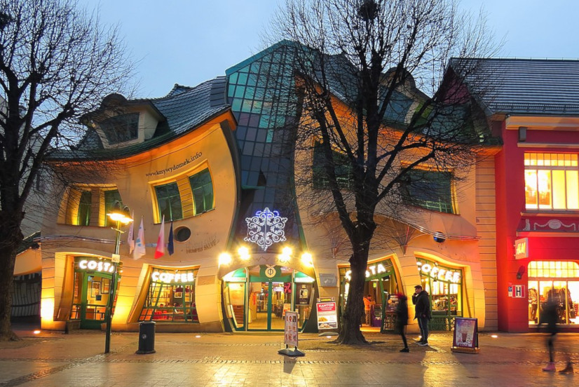 An unusual building: Sopot's crooked house.