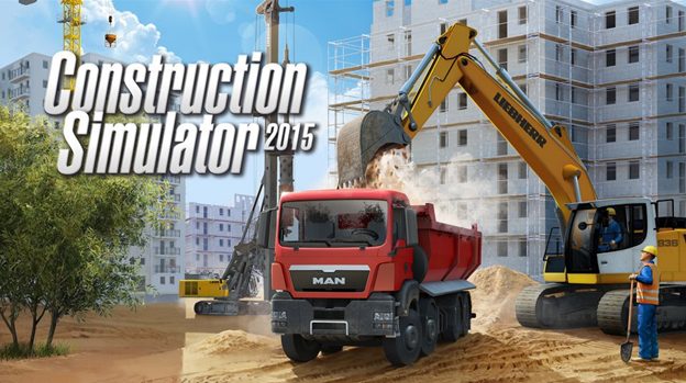 Construction simulator 2015 marketing image featuring an excavator and a truck