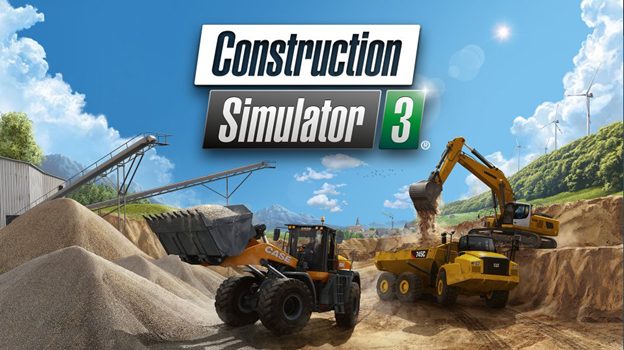Construction Simulator 3 marketing image featuring a construction site