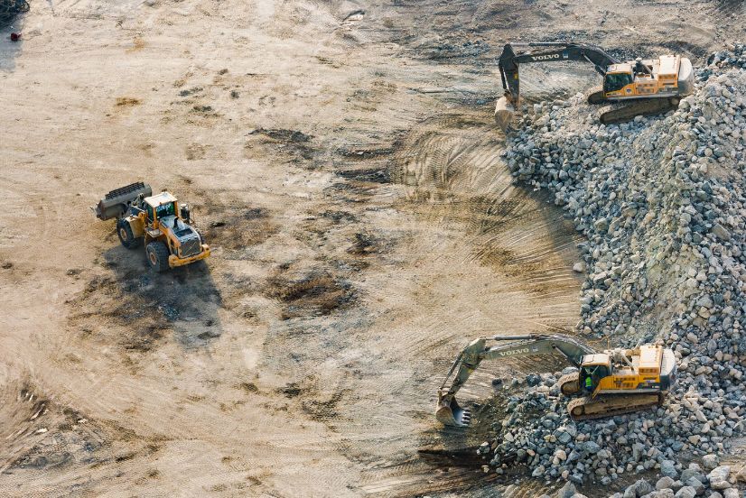 aerial image of a mining operation site