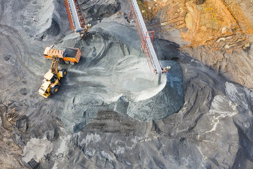aerial image of a mining project site